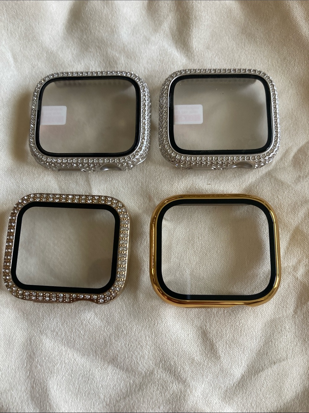 Rhinestone and Metallic Protective Watch Case Covers - Silver & Gold